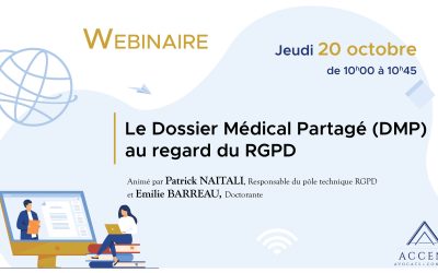Replay – Webinaire du 20 octobre : Le Dossier Médical Partagé (DMP) au regard du RGPD